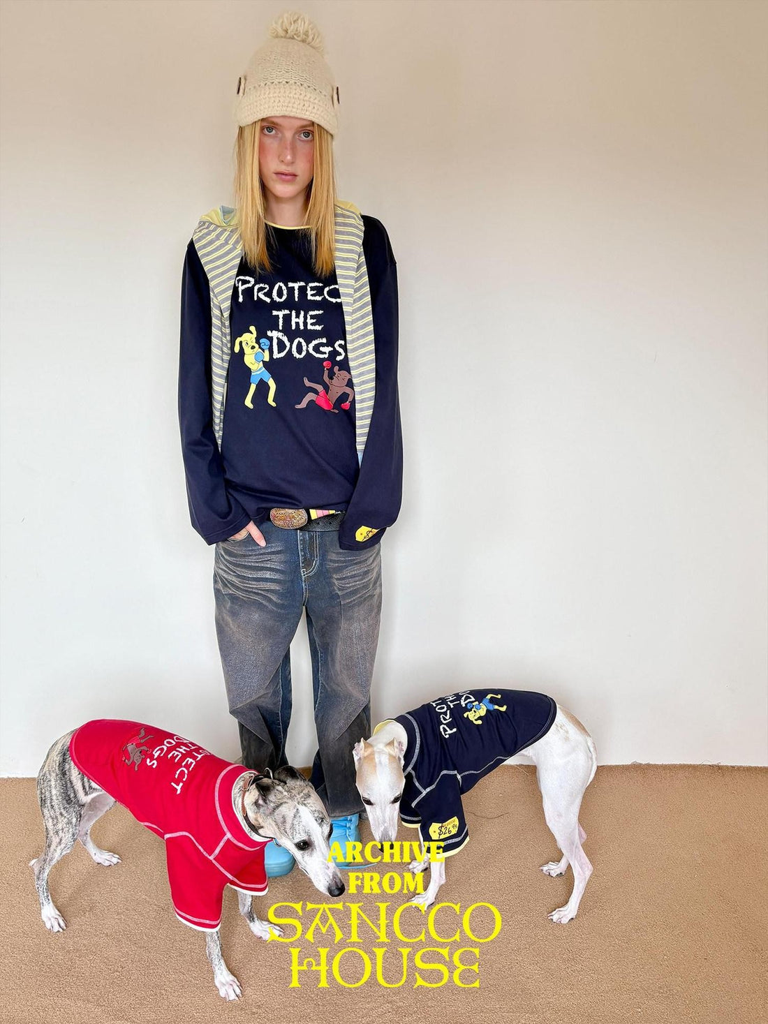 sancco house Puppy And Letter Printed Loose Women&
