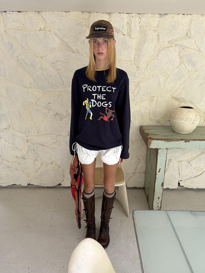 sancco house Puppy And Letter Printed Loose Women&