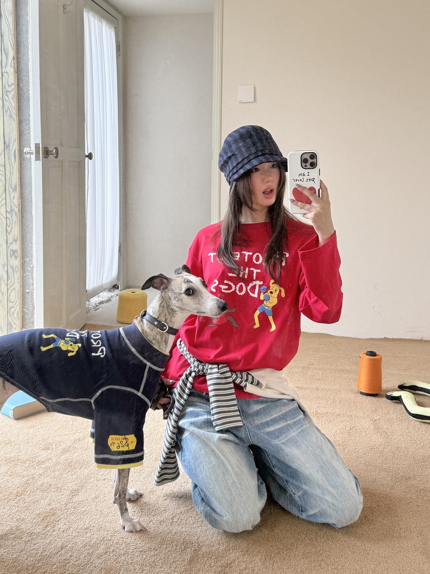 sancco house Puppy And Letter Printed Loose Women&