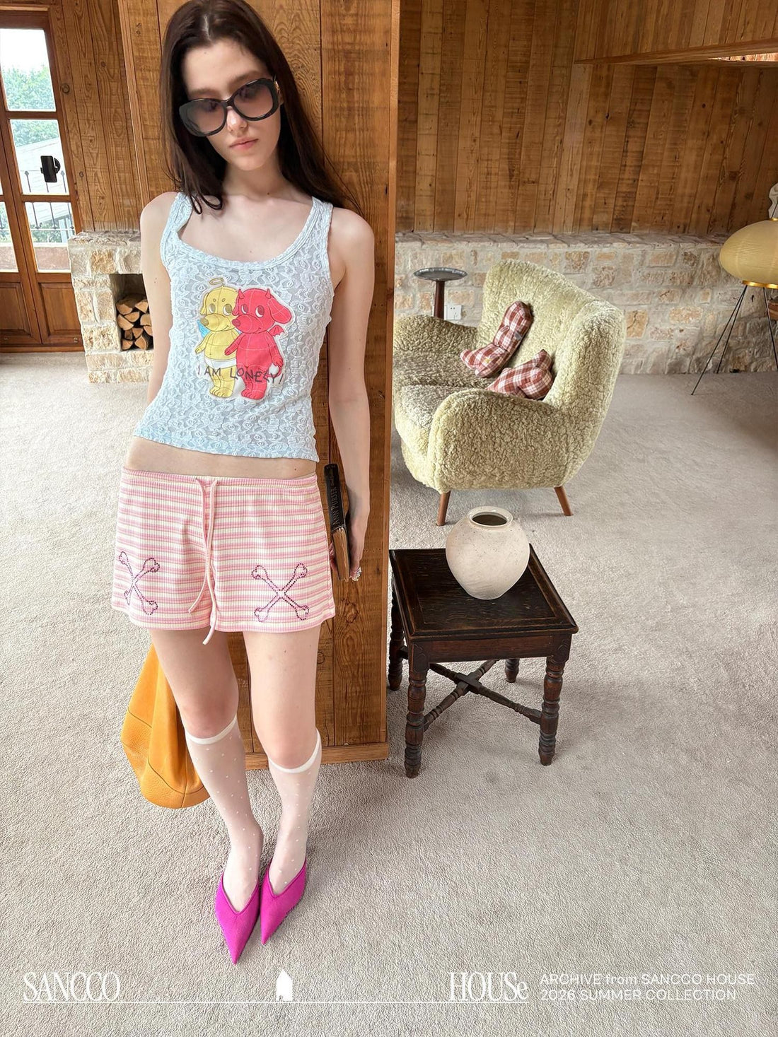 sancco house Puppy Applique Racerback Slim Fit U Neck Women&