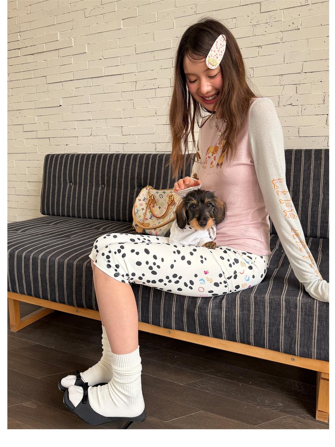 sancco house Puppy Illustration Print Colorblock Women&