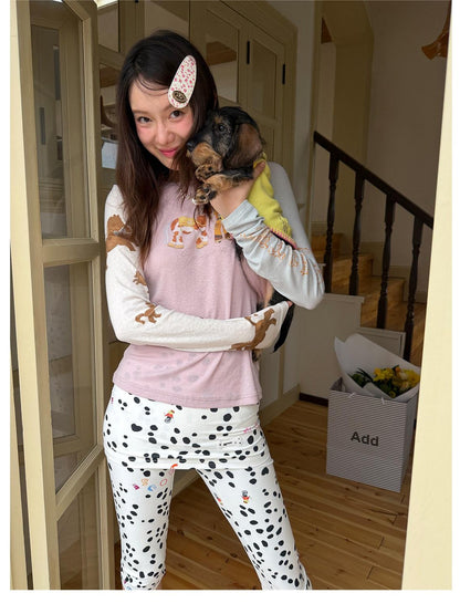 sancco house Puppy Illustration Print Colorblock Women&