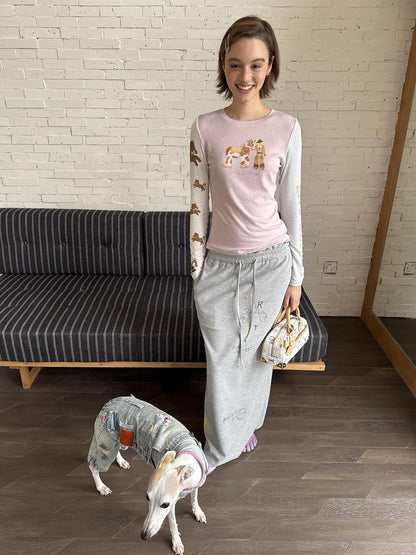 sancco house Puppy Illustration Print Colorblock Women&