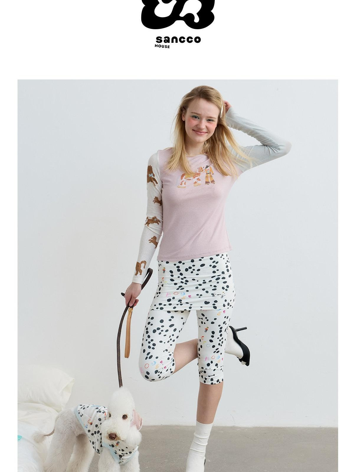 sancco house Puppy Illustration Print Colorblock Women&