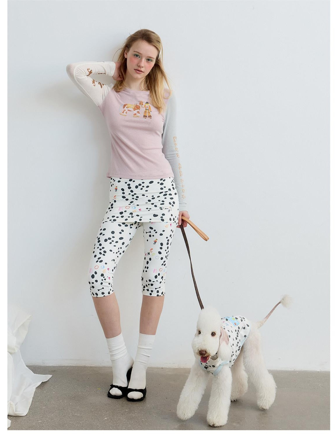 sancco house Puppy Illustration Print Colorblock Women&
