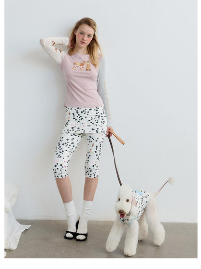 sancco house Puppy Illustration Print Colorblock Women&