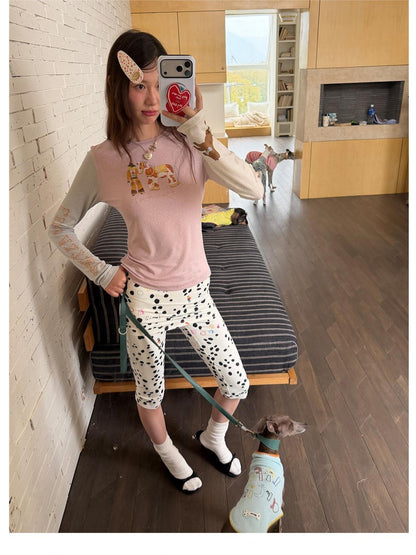 sancco house Puppy Illustration Print Colorblock Women&