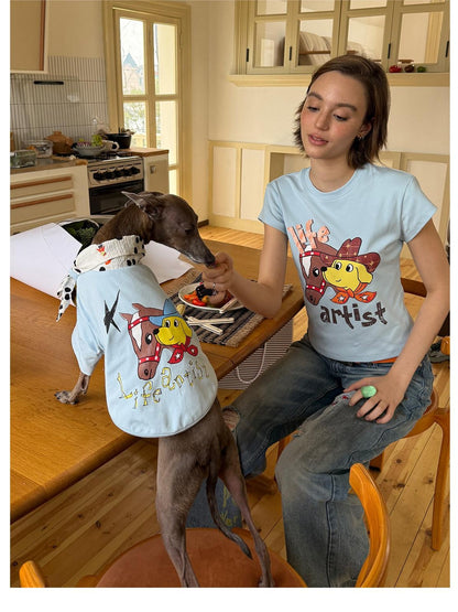 sancco house Puppy Original Print Round Neck Cropped Women&