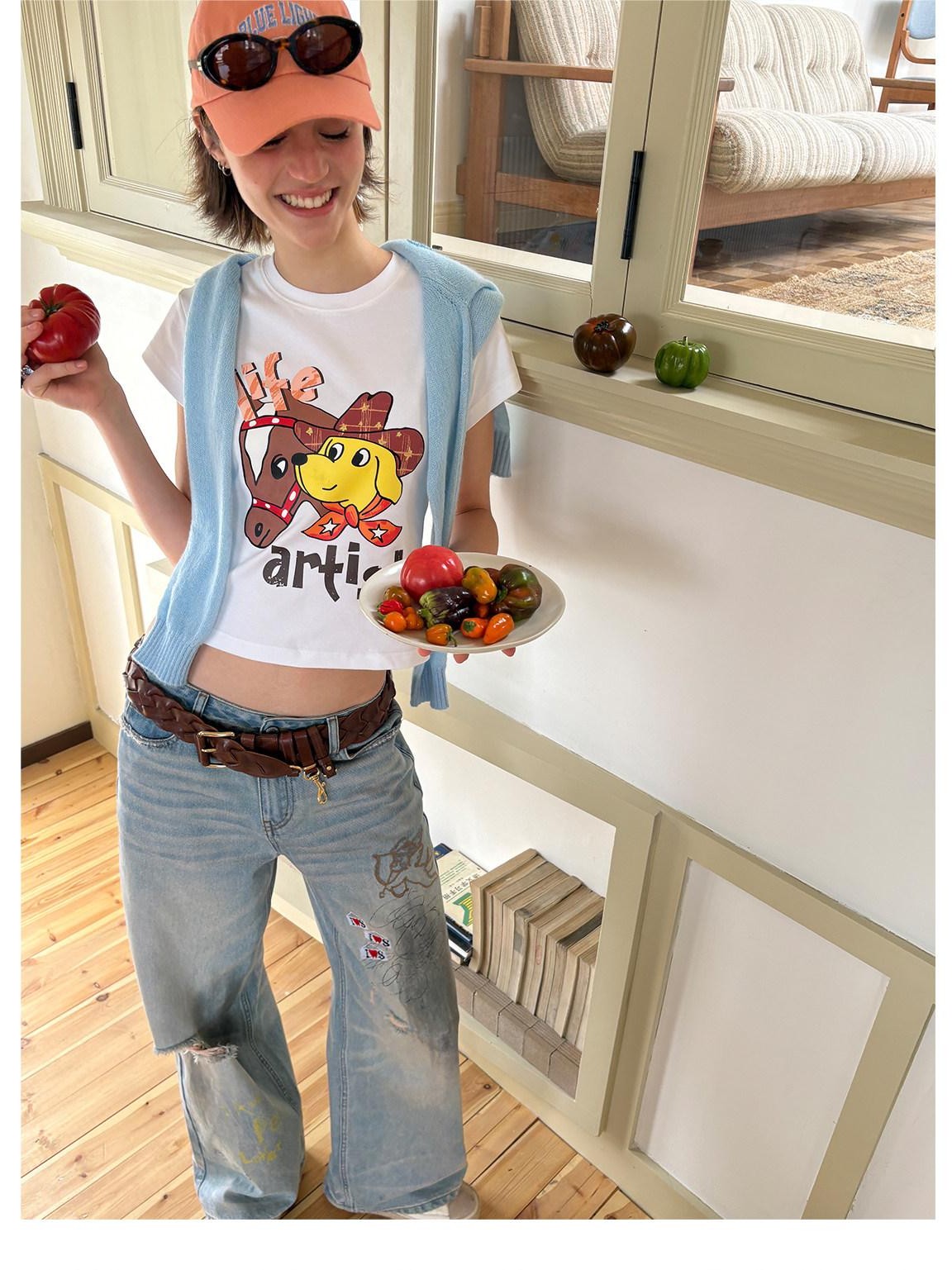 sancco house Puppy Original Print Round Neck Cropped Women&