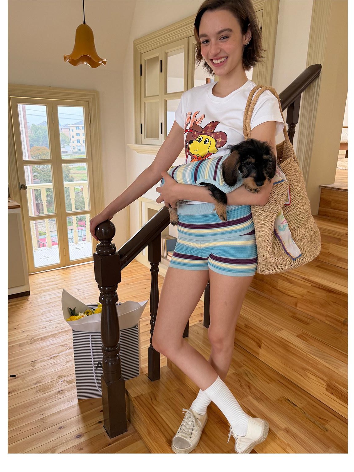 sancco house Puppy Original Print Round Neck Cropped Women&