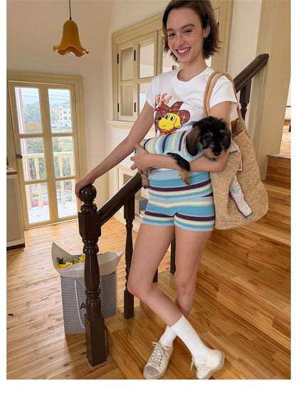 sancco house Puppy Original Print Round Neck Cropped Women&