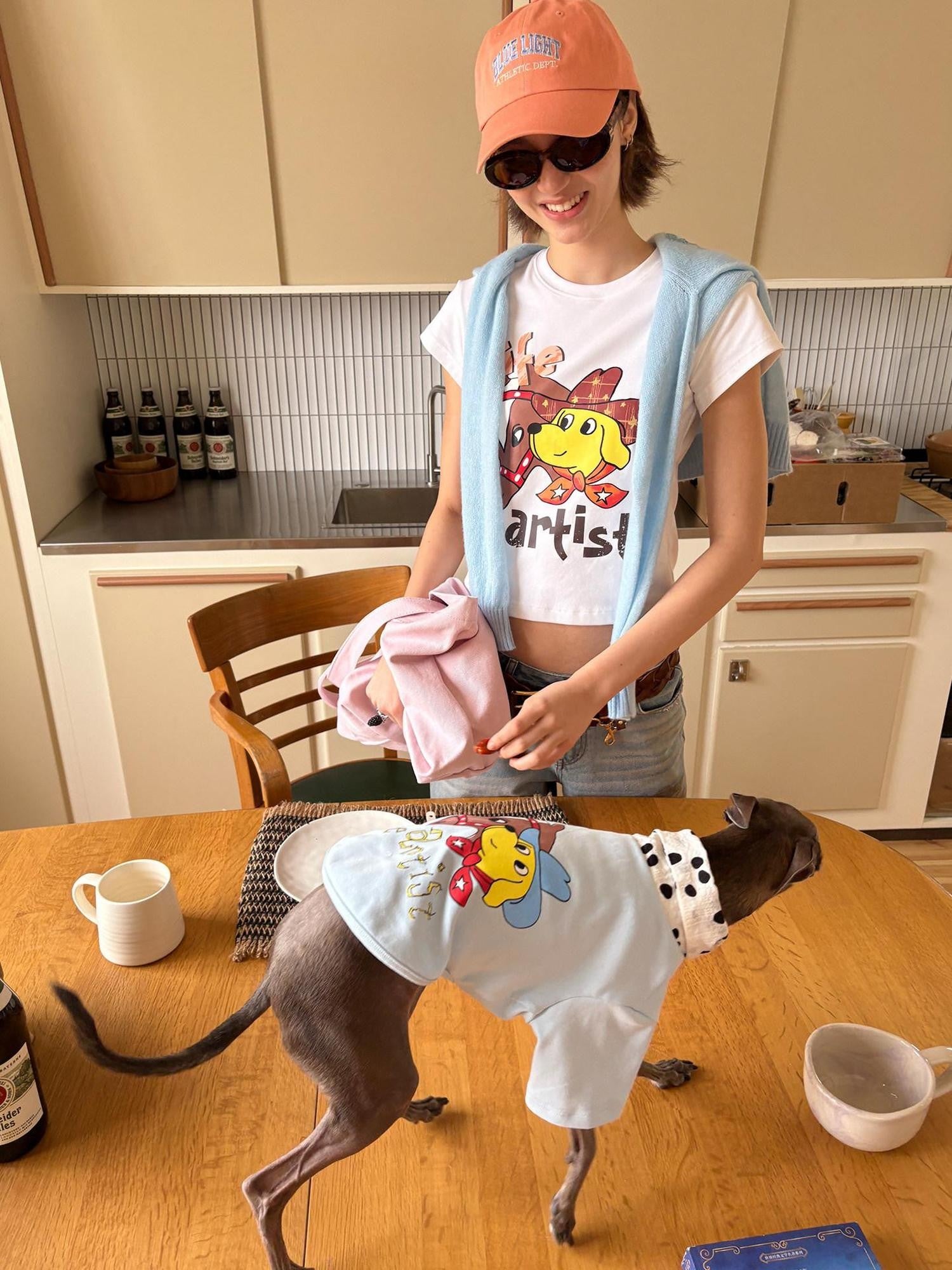 sancco house Puppy Original Print Round Neck Cropped Women&