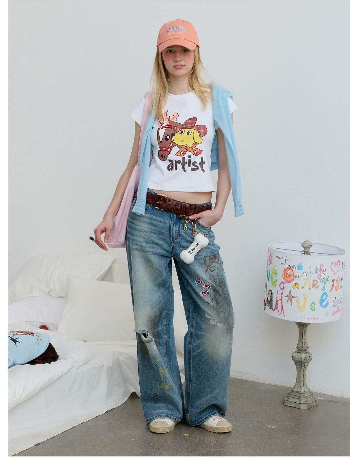 sancco house Puppy Original Print Round Neck Cropped Women&