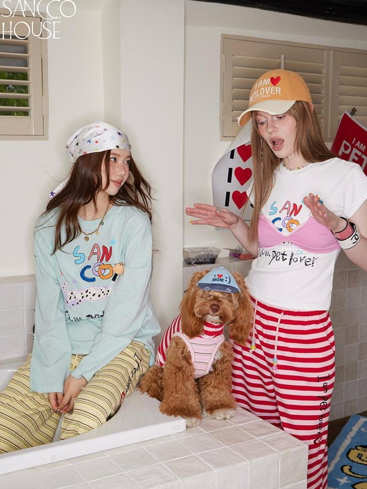 sancco house Puppy Print 3d Applique Women&