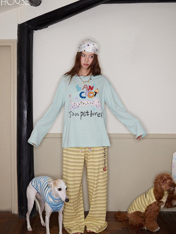 sancco house Puppy Print 3d Applique Women&