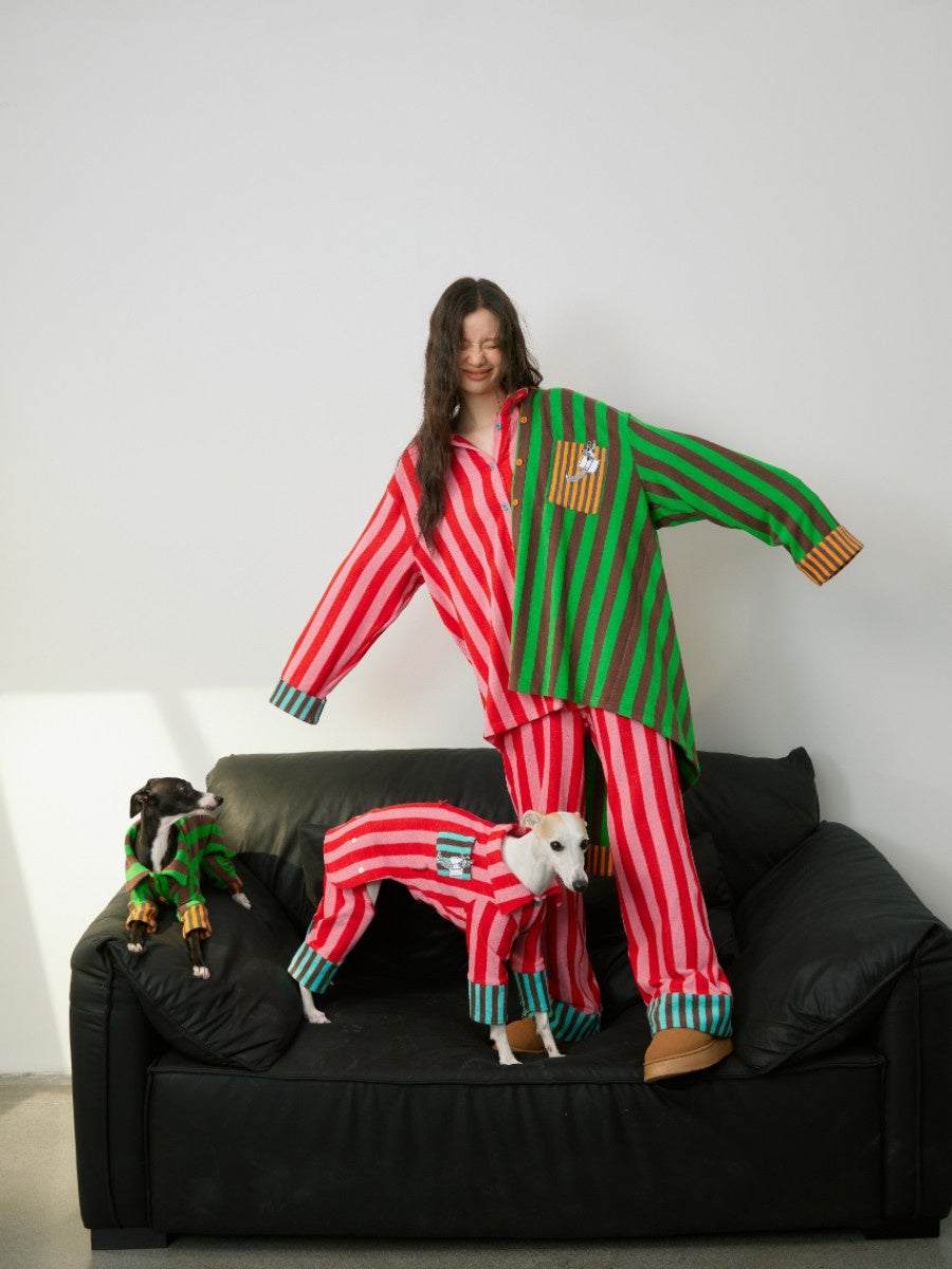 sancco_house_Puppy_Print_Striped_Patchwork_Women&