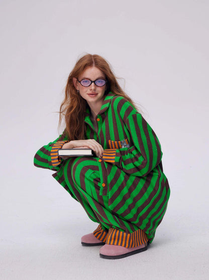 sancco house Puppy Print Striped Patchwork Women&