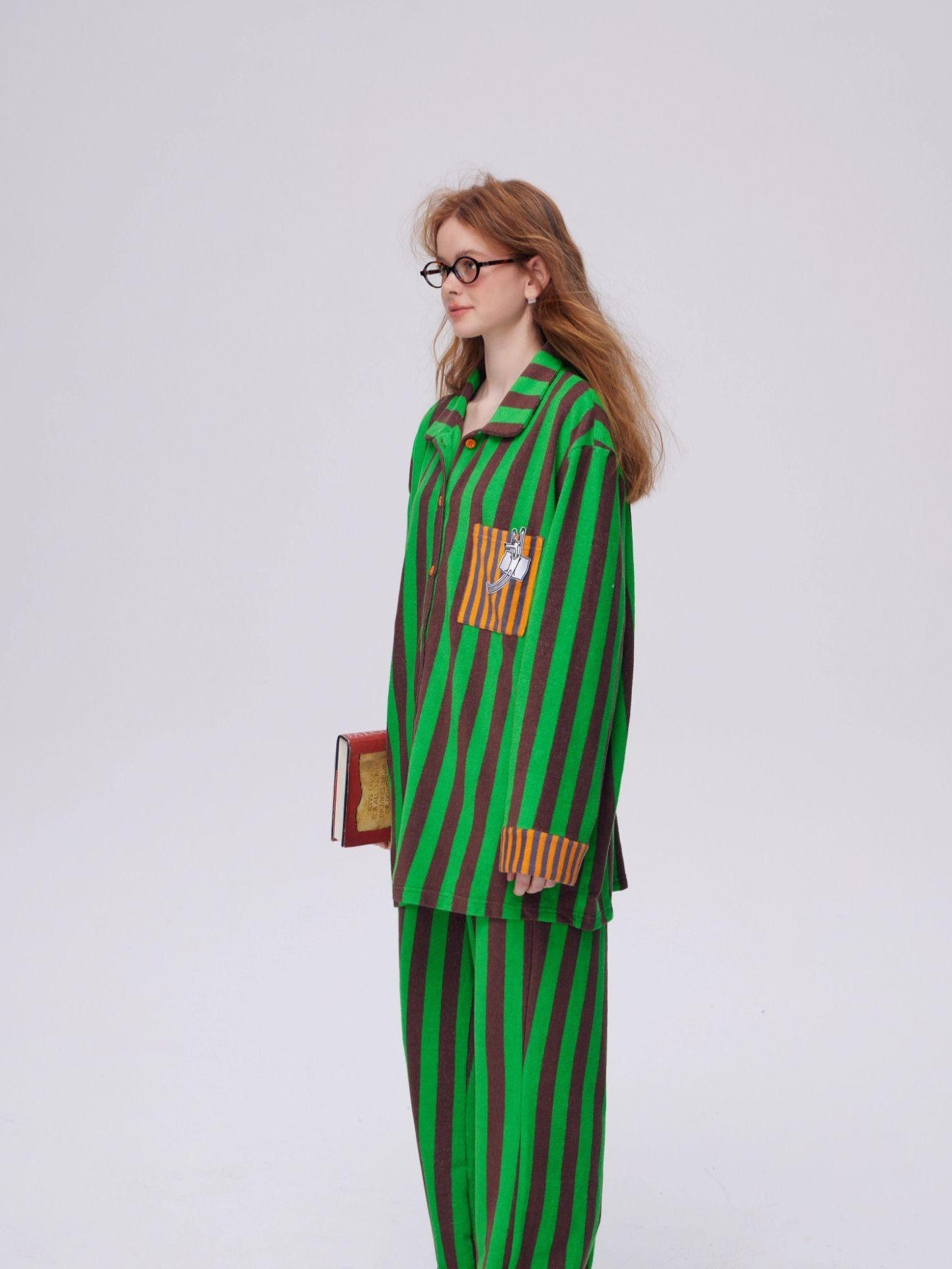 sancco house Puppy Print Striped Patchwork Women&
