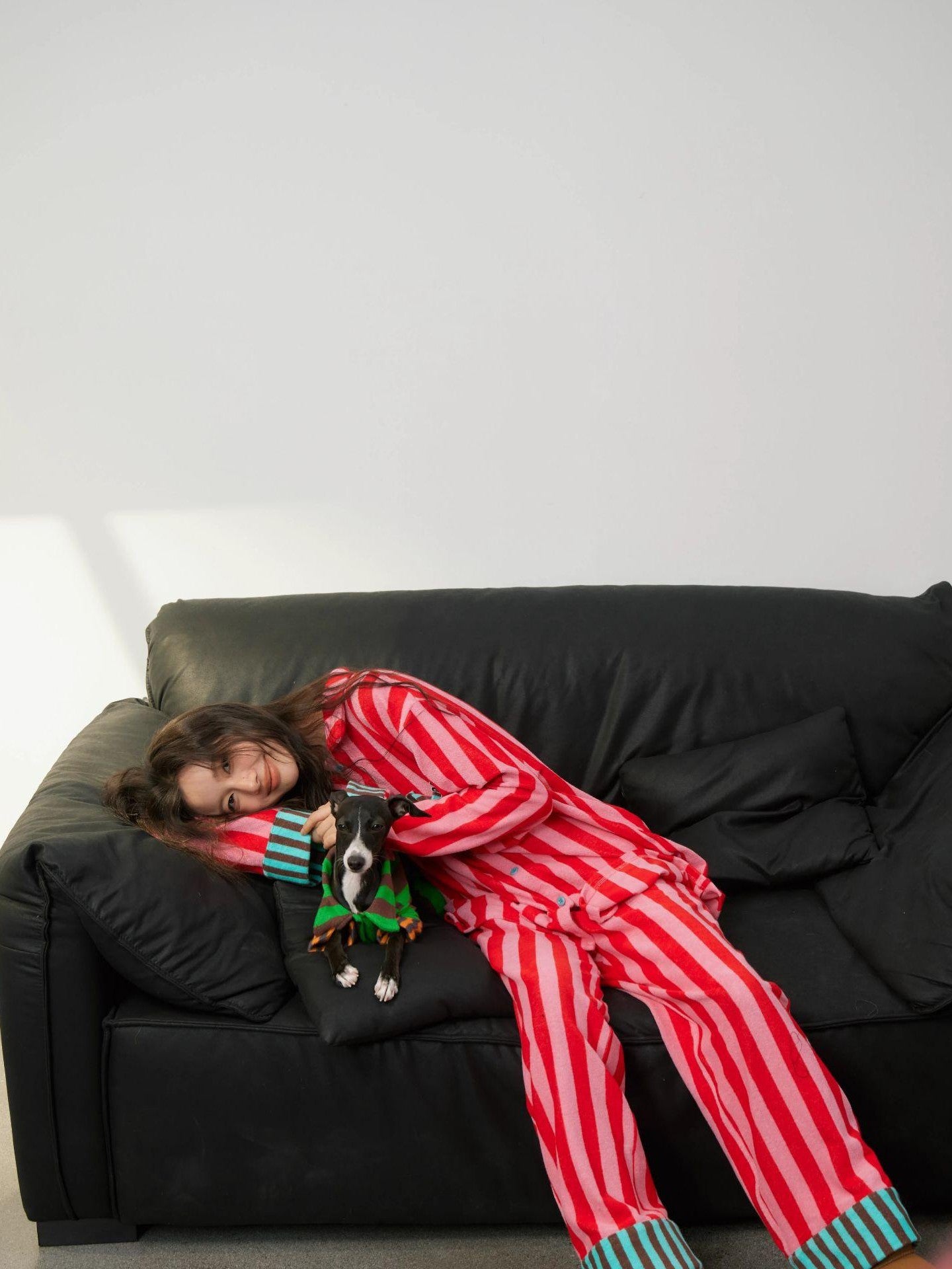 sancco house Puppy Print Striped Patchwork Women&