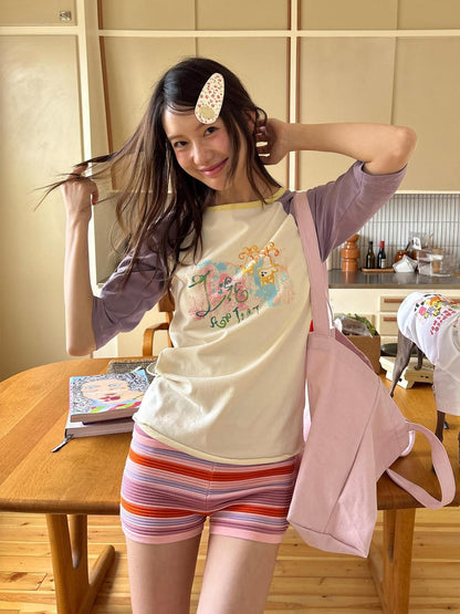 sancco house Purple Graffiti Print Raglan Women&