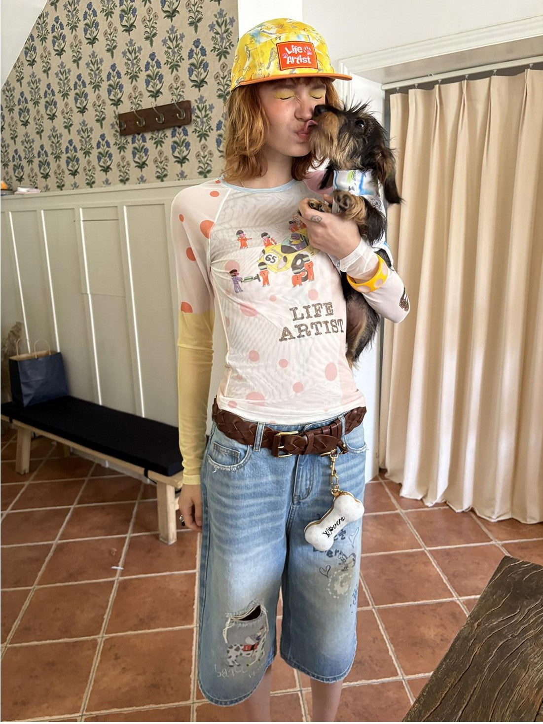 sancco house Racing Puppy Graffiti Print Women&