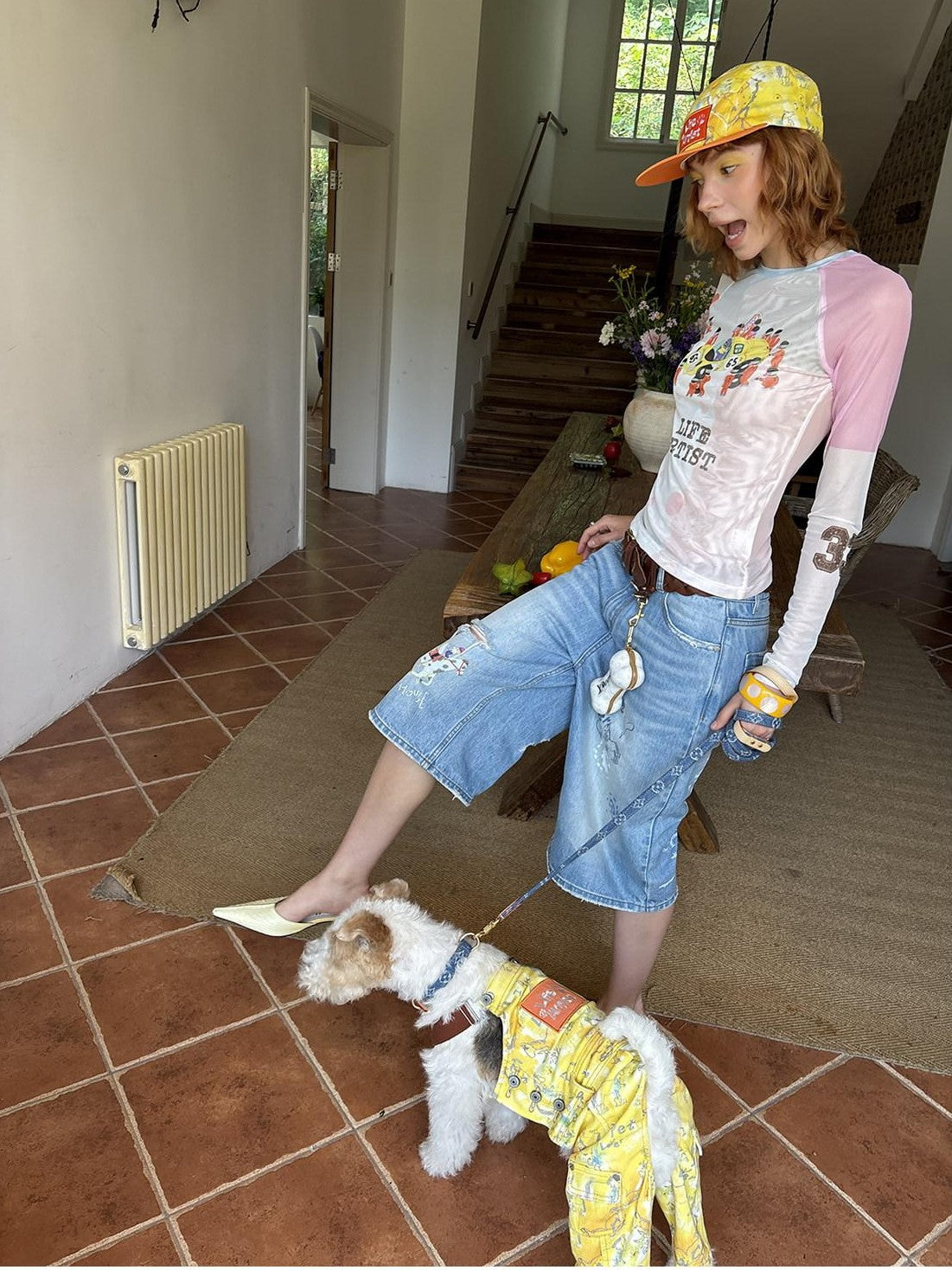 sancco house Racing Puppy Graffiti Print Women&