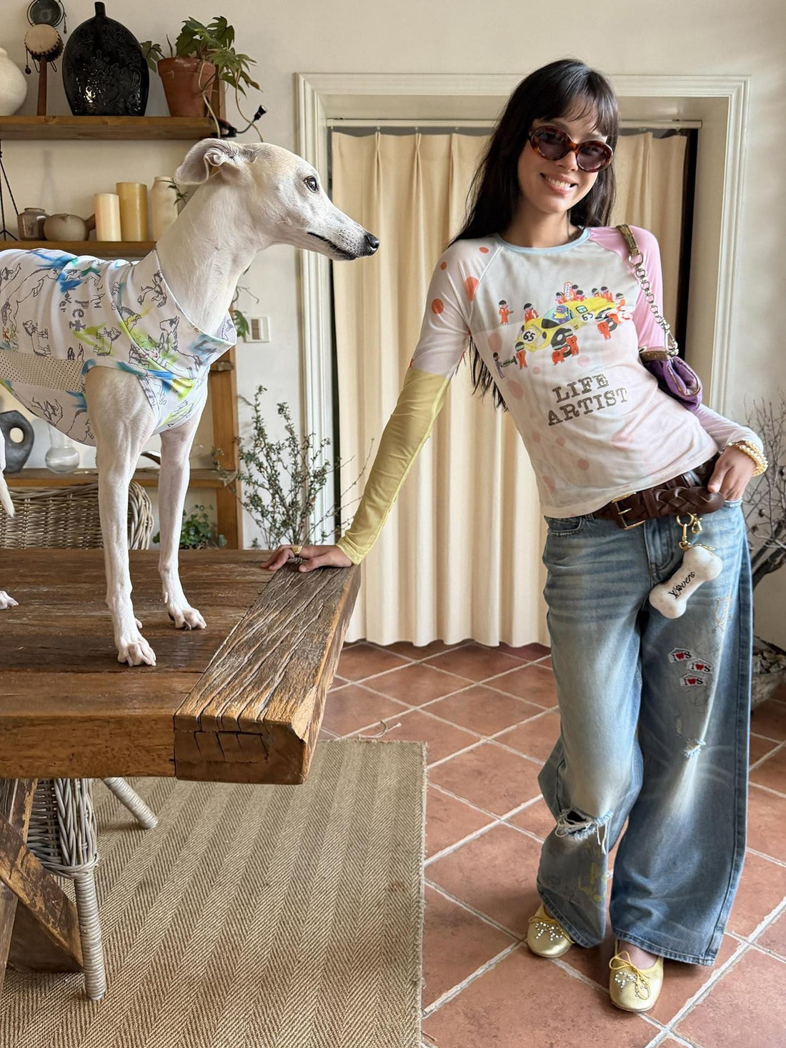 sancco house Racing Puppy Graffiti Print Women&