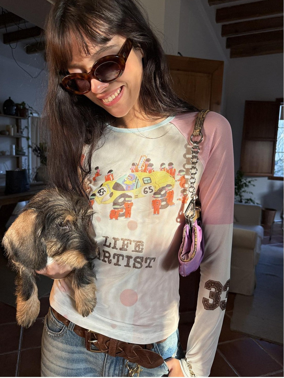 sancco house Racing Puppy Graffiti Print Women&