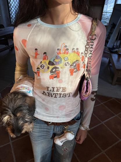 sancco house Racing Puppy Graffiti Print Women&