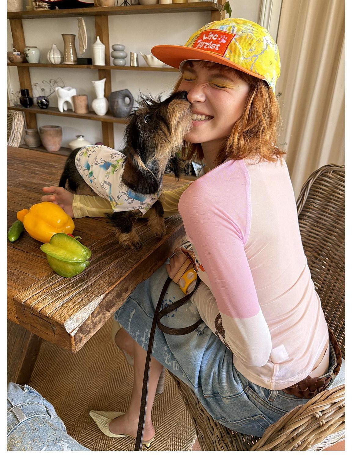 sancco house Racing Puppy Graffiti Sheer Mesh Slim Women&