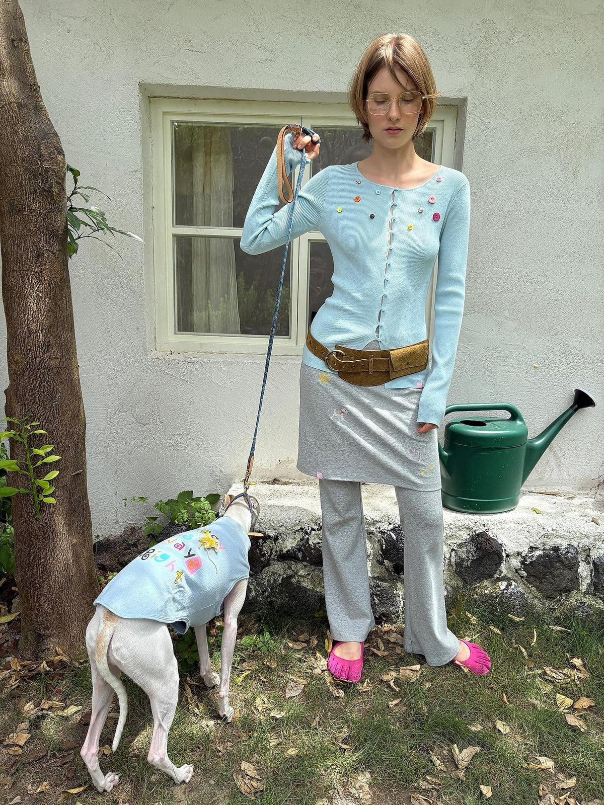 sancco house Rainbow Button Ribbed Slim Fit Knit Women&