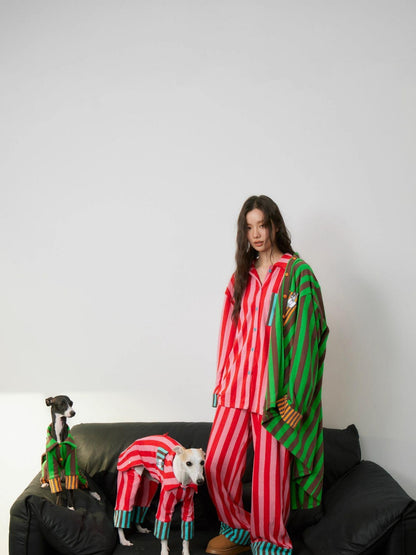 sancco house Raised Paw Puppy Patchwork Striped Women&