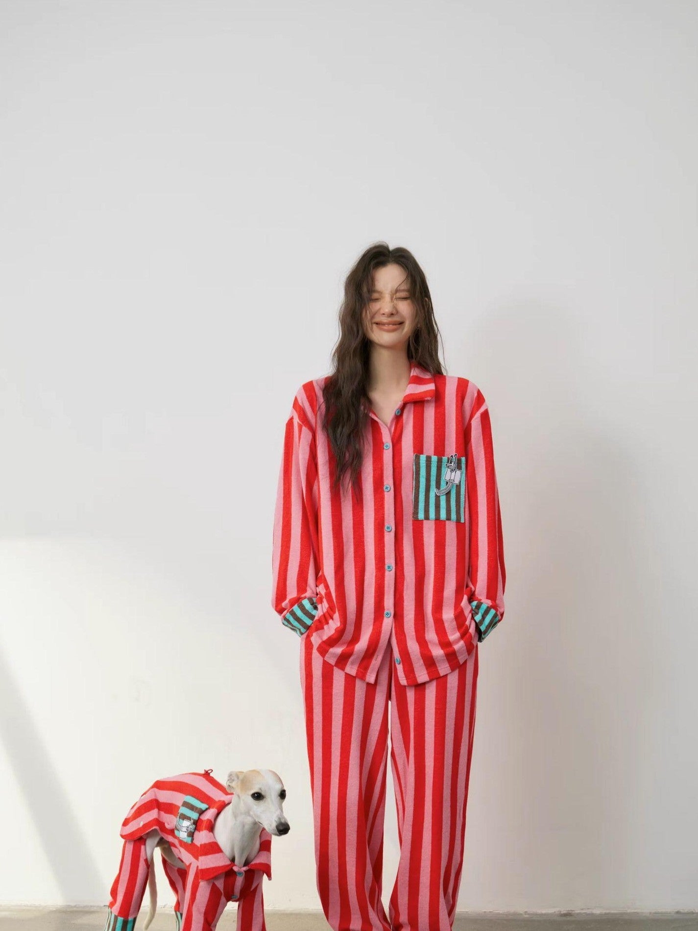 sancco house Raised Paw Puppy Patchwork Striped Women&