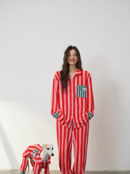 sancco house Raised Paw Puppy Patchwork Striped Women&