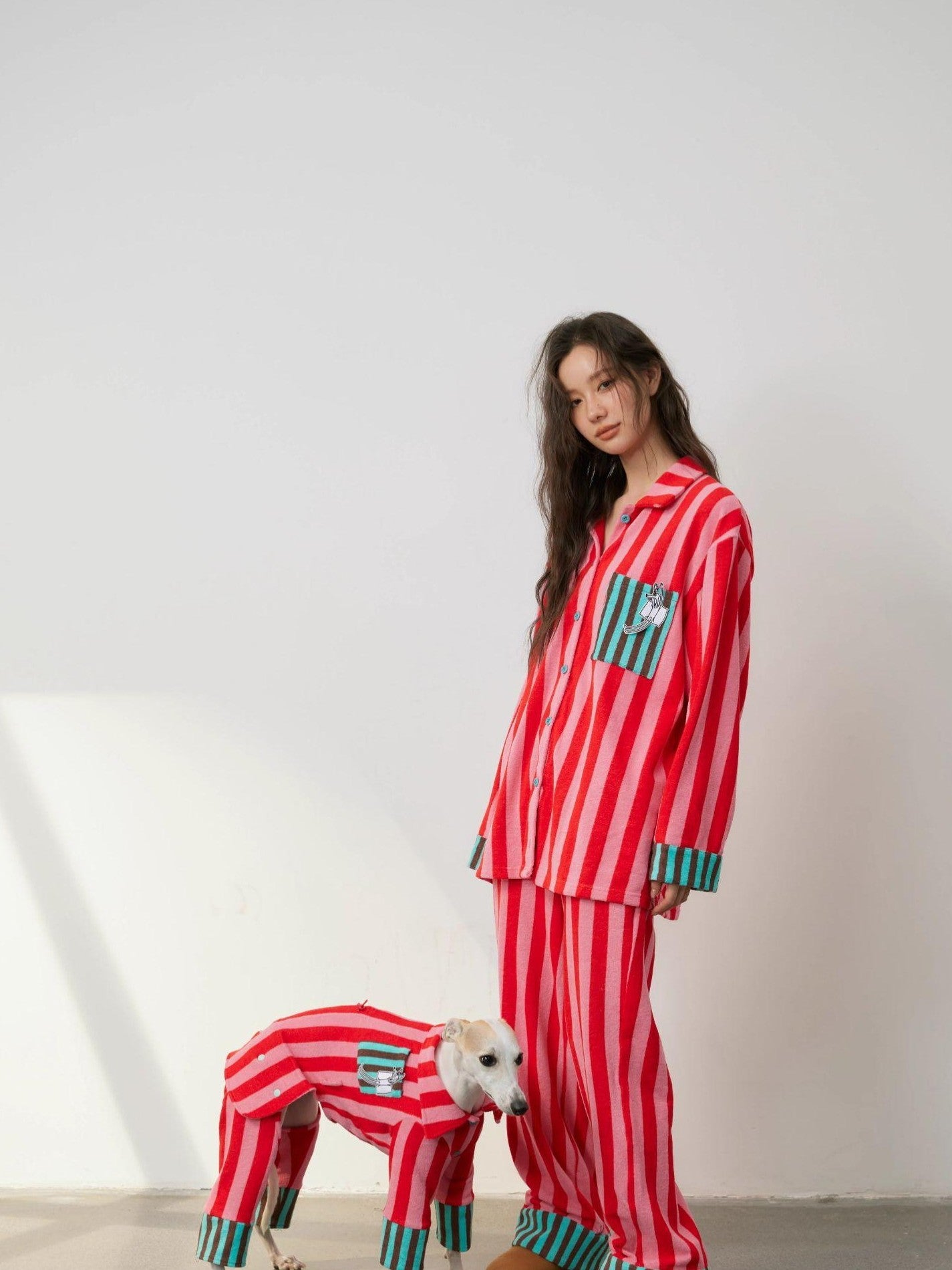 sancco house Raised Paw Puppy Patchwork Striped Women&