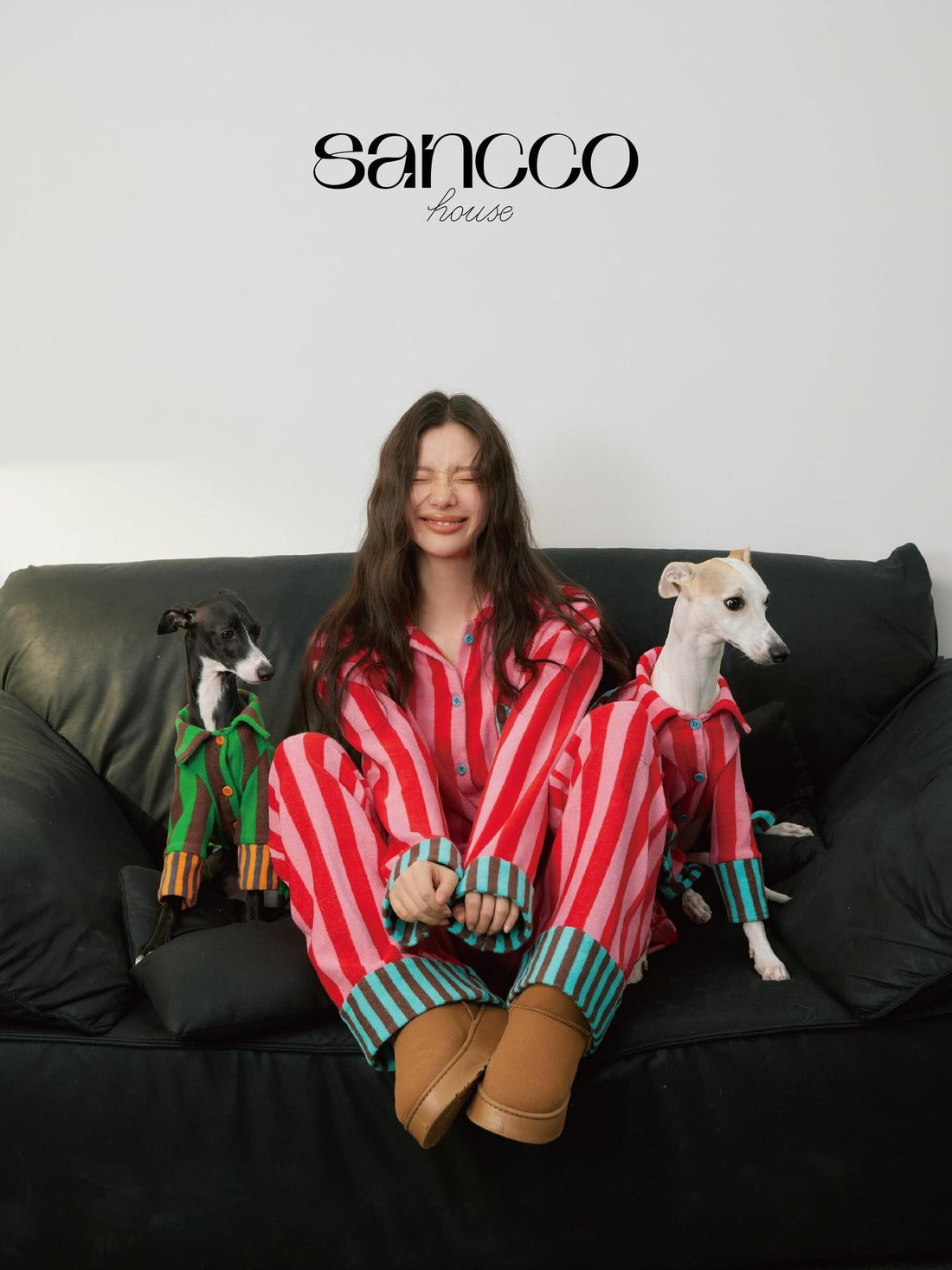 sancco house Raised Paw Puppy Patchwork Striped Women&