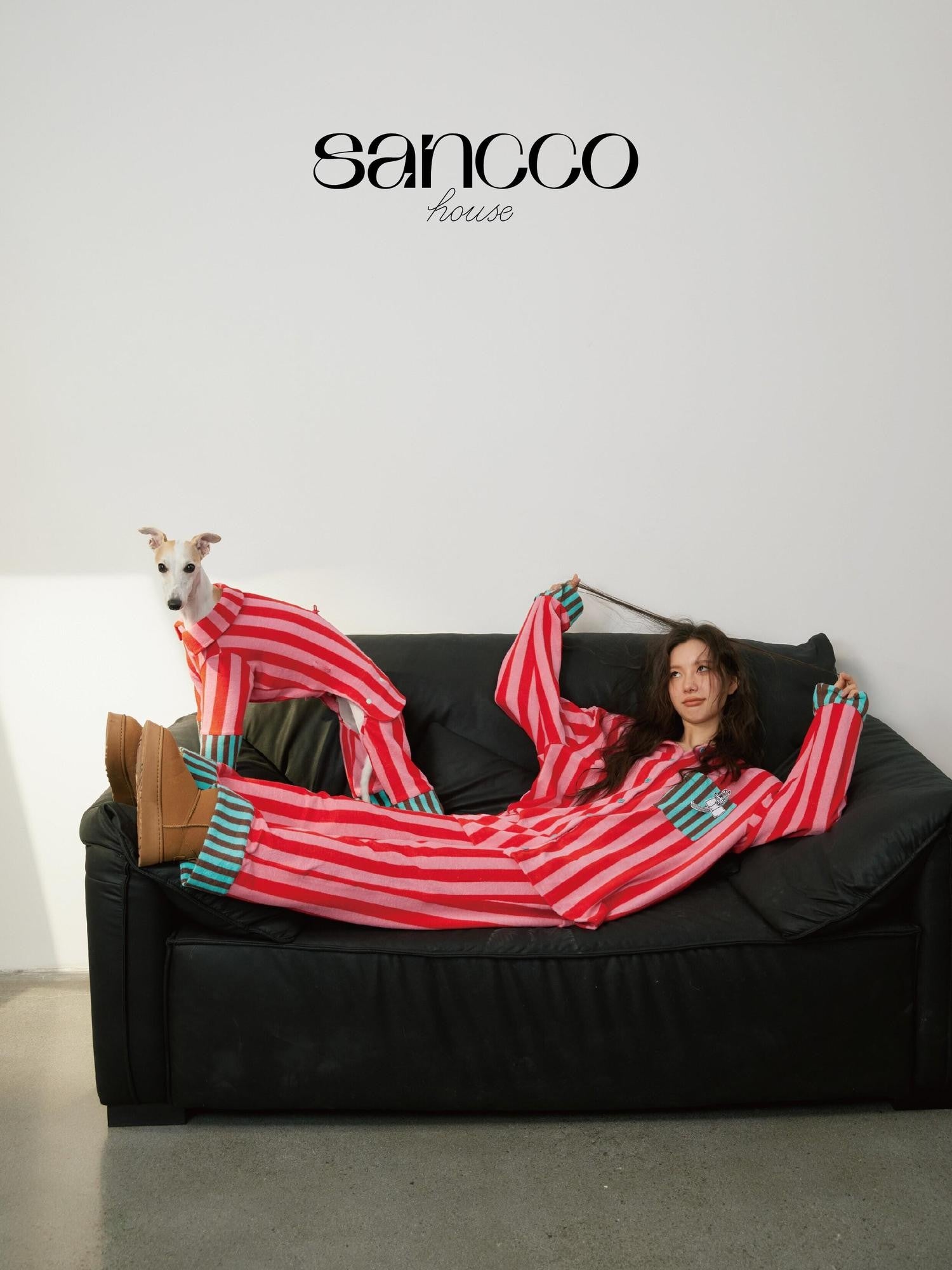 sancco house Raised Paw Puppy Patchwork Striped Women&