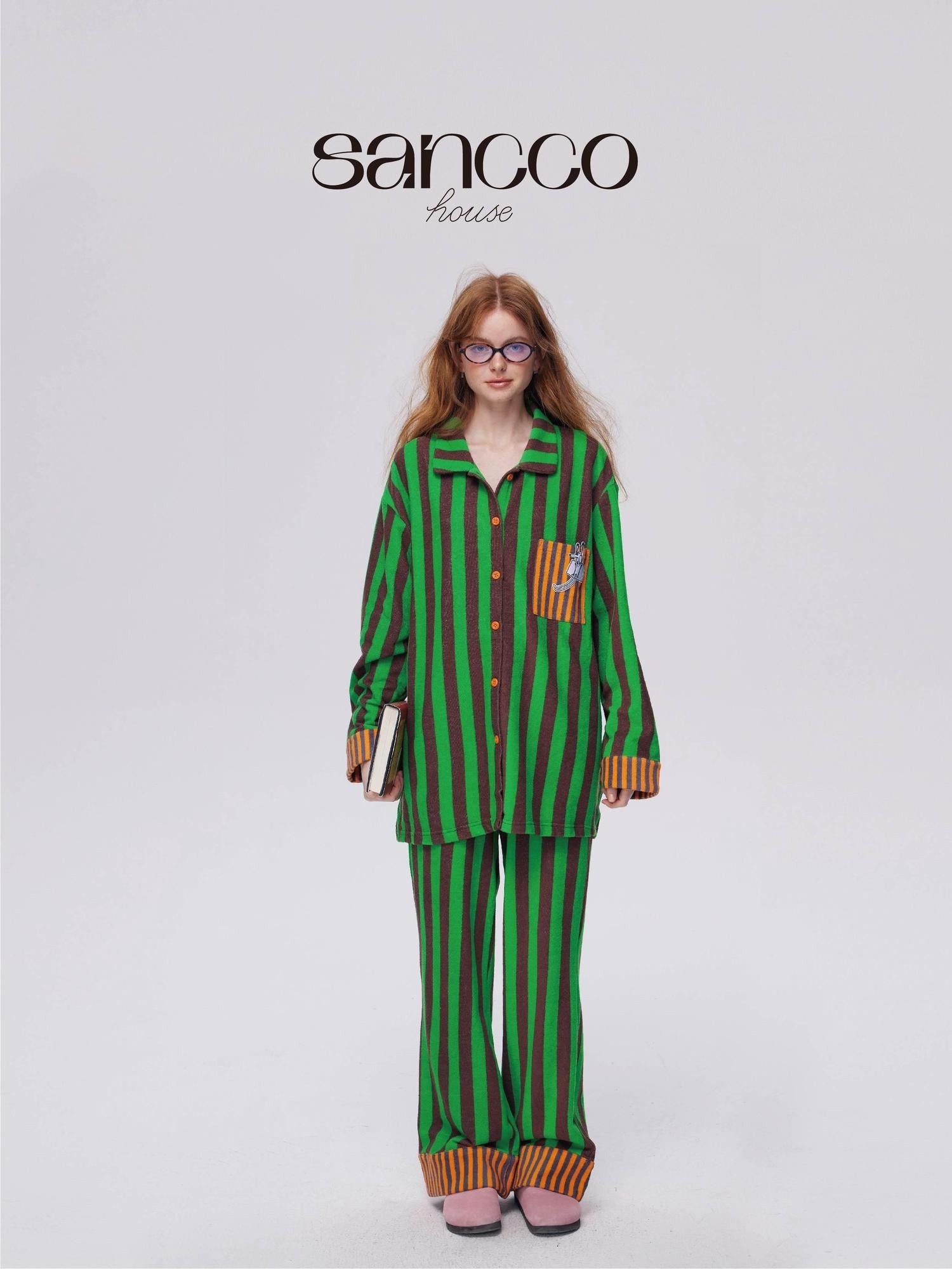sancco house Raised Paw Puppy Patchwork Striped Women&