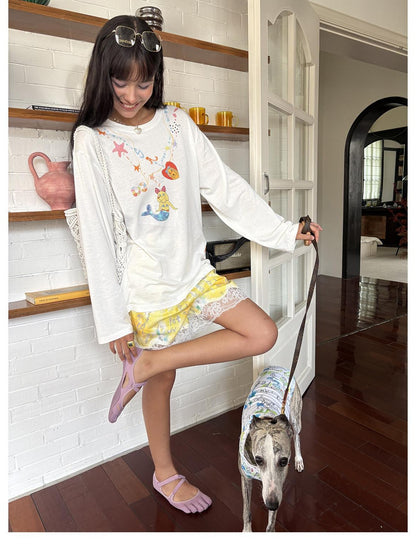 sancco house Sequin Mermaid Puppy Necklace Embroidered Women&