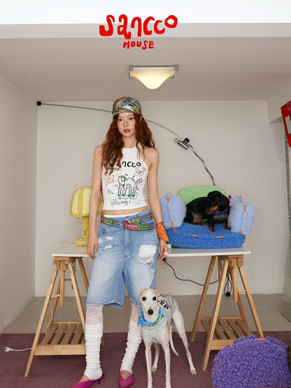 sancco house Skate Graffiti Dog Hand Drawn Print Women&
