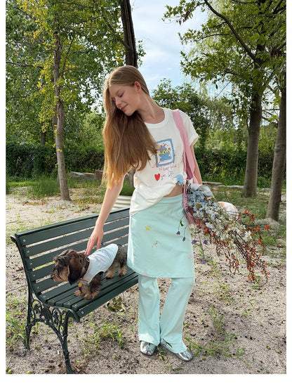 sancco house Solid Embroidered Layered Look Cotton Women&