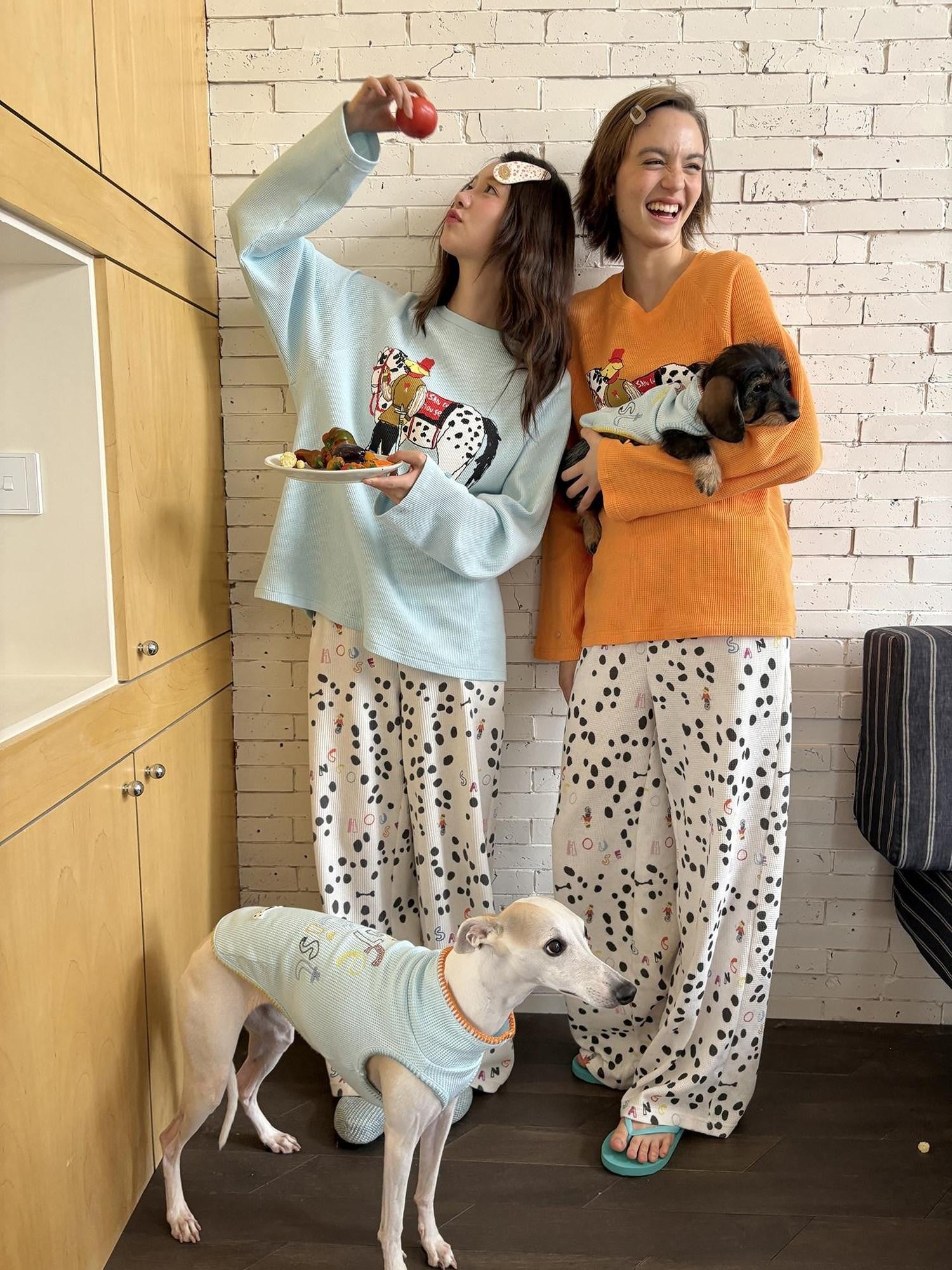 sancco house Spotted Puppy Print Long Sleeve Women&