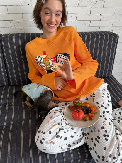 sancco house Spotted Puppy Print Long Sleeve Women&