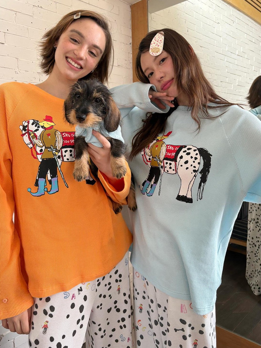 sancco house Spotted Puppy Print Long Sleeve Women&