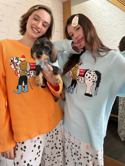 sancco house Spotted Puppy Print Long Sleeve Women&