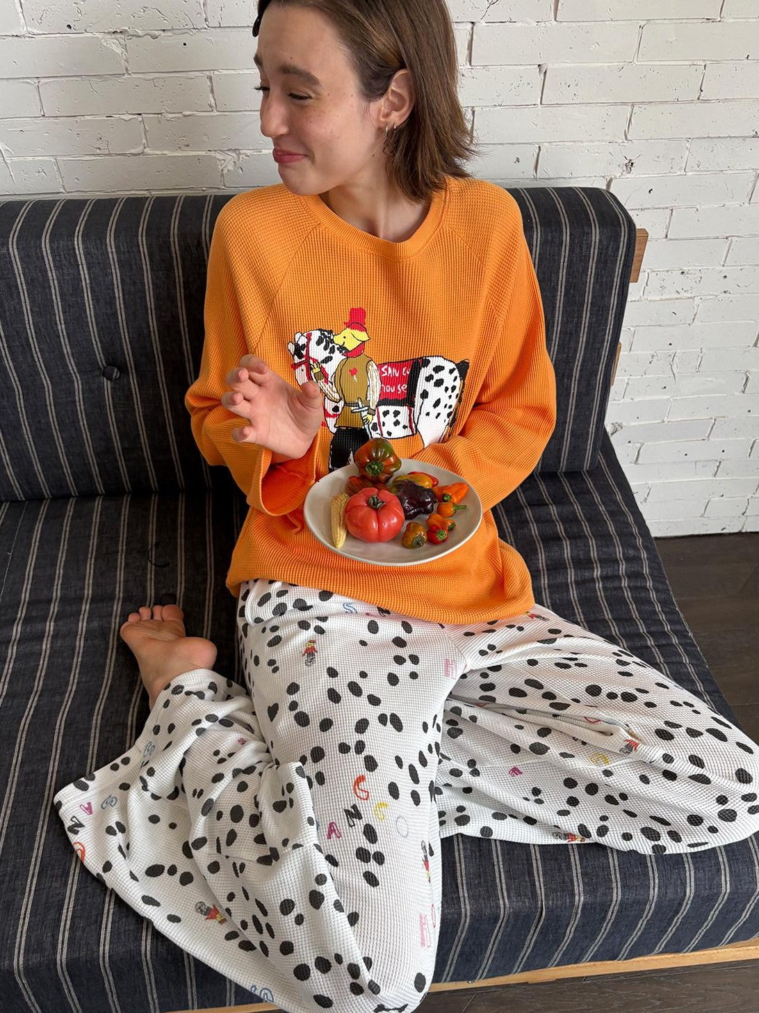 sancco house Spotted Puppy Print Long Sleeve Women&