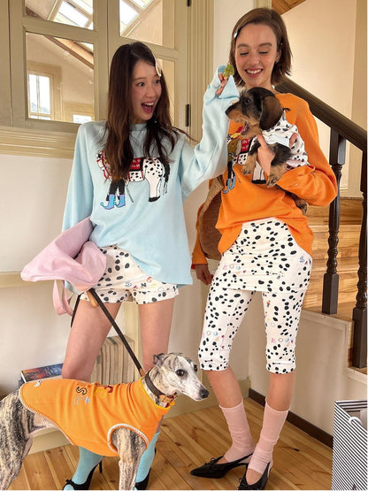 sancco house Spotted Puppy Print Long Sleeve Women&