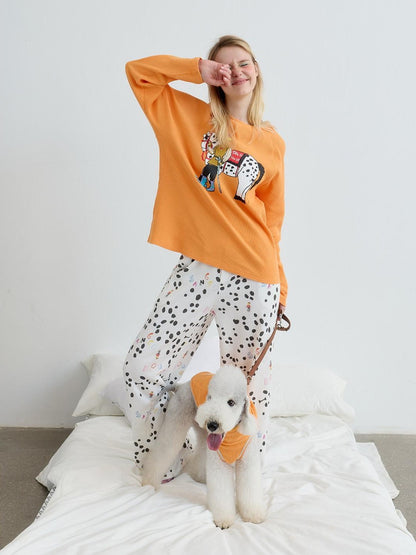 sancco house Spotted Puppy Print Long Sleeve Women&