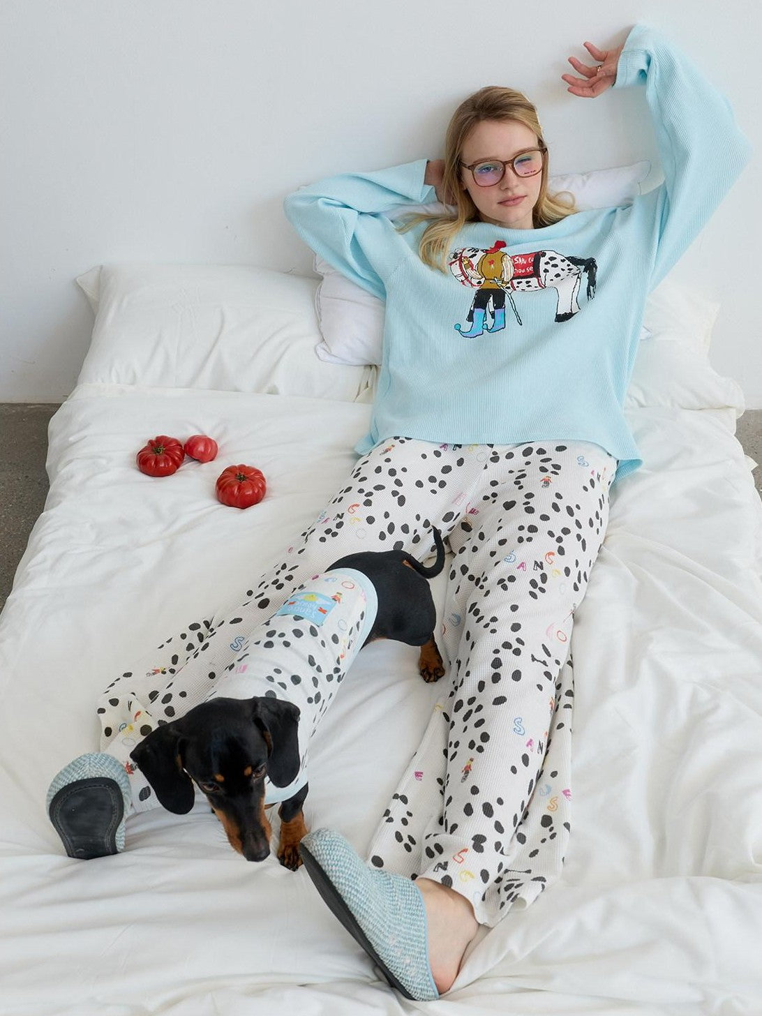 sancco house Spotted Puppy Print Long Sleeve Women&
