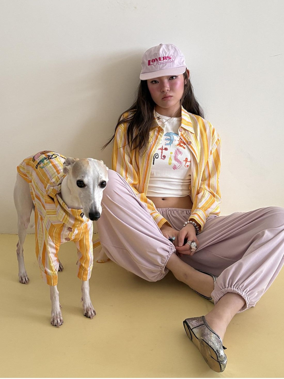sancco house Striped Beach Dog Embroidered Women&